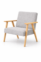 Fotel PRL wypoczynkowy salon balkon szary drewno naturalne BS