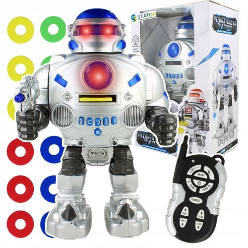 ZDALNIE STEROWANY ROBOT RC STRZELAJĄCY KRĄŻKAMI ZABAWKA INTERAKTYWNA DŹWIĘK na Arena.pl