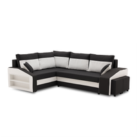 Narożnik, lewy, półka, pufy w prawym, LUSSO, 254x179x82, biały | TYLETEGOTU