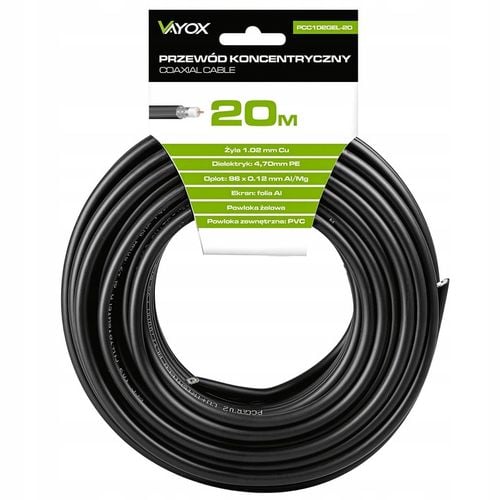 KABEL ANTENOWY KONCENTRYCZNY CZARNY ŻEL Cu PRZEWÓD ZEWNĘTRZNY ZIEMNY na Arena.pl