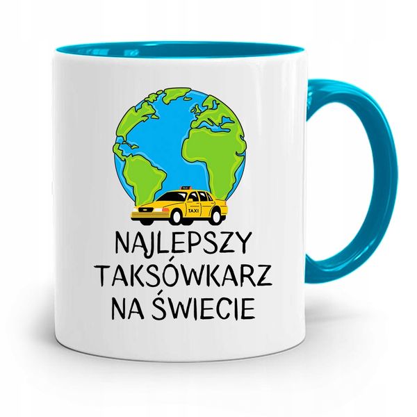 Kubek Błękitny Dla Taksówkarza Najlepszy Na Z Nadrukiem Ze Zdjęciem zdjęcie 1