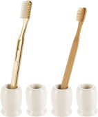 Ceramiczny Stojak na Szczoteczki do Zębów 4 Szt Kremowy Zestaw Łazienkowy