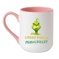 KUBEK "CZEGO KURWA MIAUCZYSZ?" Wzór - Elegant Biało-Różowy 330 ml