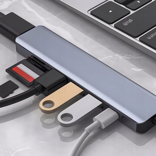 HUB ADAPTER ROZDZIELACZ USB-C 7W1 HDMI USB C 3.0 KART SD MICRO 100W 4K na Arena.pl