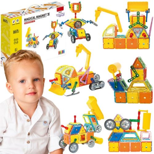 WOOPIE Klocki Magnetyczne Kolorowe 3D Pojazdy Zestaw STEAM 80el. na Arena.pl