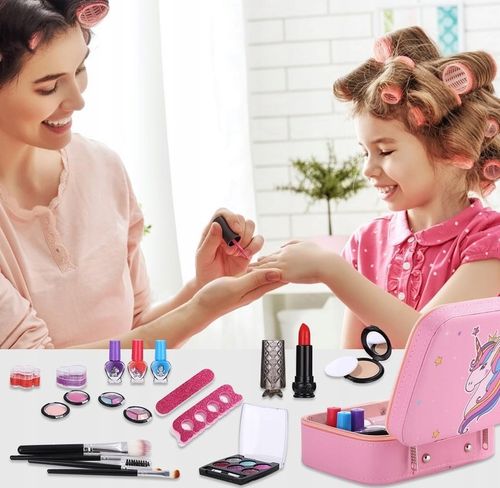 KUFEREK KOSMETYKÓW Zestaw do MAKIJAŻU I PAZNOKCI DLA DZIECI DOMOWE SPA na Arena.pl