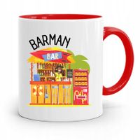 Kubek Czerwony Prezent Dla Najlepszego Barmana Z Nadrukiem Ze Zdjęciem