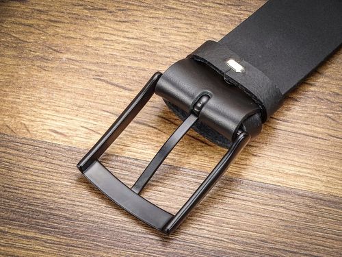 Pasek do Spodni Skórzany Męski Klamra Czarna Metal na Prezent 120cm na Arena.pl