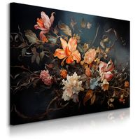 Obraz Do Salonu Tropikalne Kwiaty Liście Natura Abstrakcja 70cm x 50cm