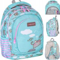 PLECAK SZKOLNY TORNISTER MIĘTOWY DLA DZIEWCZYNKI Z KOTKIEM