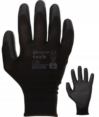 rękawice robocze mercator tech black+black pu - xl - 1 para na Arena.pl