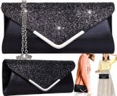 Kopertówka Torebka Wieczorowa Czarna Wizytowa Mała