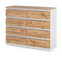 Komoda 8 Szuflad Skandynawska 120cm Nowoczesna Hugo Szafka Rtv Biały Wotan