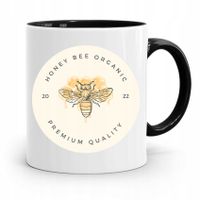 Kubek Czarny Dla Pszczelarza Honey Bee Organic Z Nadrukiem Ze Zdjęciem