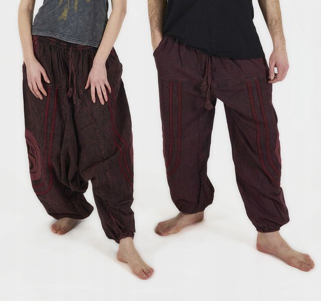 Luźne etno spodnie stonewashed czerwone OM zdjęcie 4