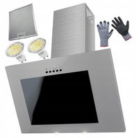 OKAP KUCHENNY KOMINOWY INOX SZKŁO LED 60CM FILTR