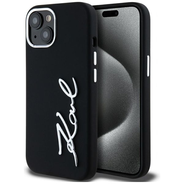 etui karl lagerfeld silicone metal       script logo do iphone 15 zdjęcie 1