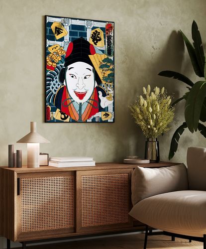 Plakat samuraj portret japońskie obrazy 21x30 cm w czarnej ramie na Arena.pl