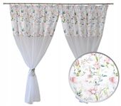 Firana do salonu sypialni KOLIBEREK kwiaty 300x160 delikatna pastelowa