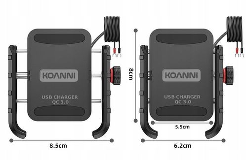 UCHWYT MOTOCYKLOWY NA TELEFON ŁADOWARKA USB 12/24v + KABEL USB 20cm na Arena.pl