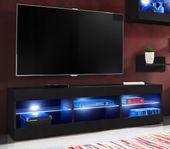 Szafka RTV LED Salon Nowoczesna Czarny LED 140x35 Pokój