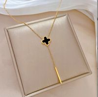 Naszyjnik koniczyna cyrkonie - stal chirurgiczna złoto