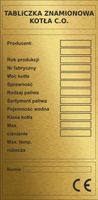 Oznaczenie Tabliczka znamionowa na piec CO kocioł