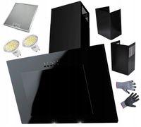 OKAP Kuchenny MAAN VERTICAL 60cm Czarny ŚCIENNY SZKŁO LED CICHY LUX WYDAJNY