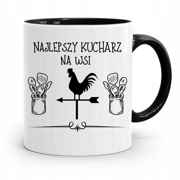 Kubek Czarny Dla Najlepszego Kucharza Kucharki Z Nadrukiem Ze Zdjęciem zdjęcie 1