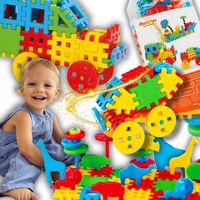 KLOCKI WAFLE KREATYWNE KONSTRUKCYJNE 100 EL MIĘKKIE DUŻY ZESTAW ROZWIJAJĄCE