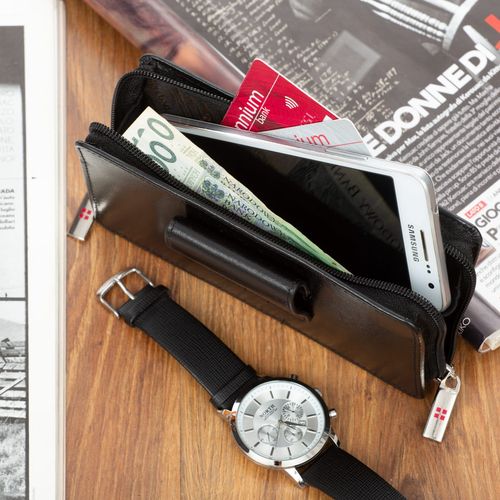 ALBATROSS etui skórzane płaskie na telefon ze szlufką na pasek J010 czarne na Arena.pl