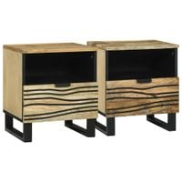 Szafka Nocna 2 pcs Brązowy 40 x 33 x 46 cm lite drewno mango