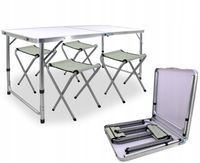 STOLIK STÓŁ TURYSTYCZNY KEMPINGOWY 4 KRZESŁA WALIZKA 120CM