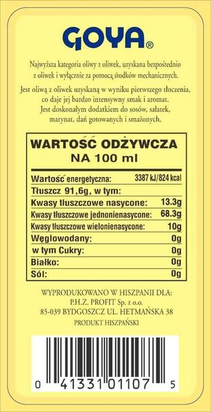 Goya Oliwa z Oliwek Extra Virgin 500ml zdjęcie 2