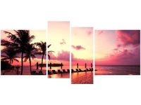 120CM 55 OBRAZ 4 ELEM ZACHÓD SŁOŃCA RÓŻU PLAŻY MALEDIWACH ŚCIENNY