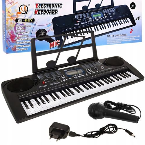 KEYBOARD ORGANY PIANINO DLA DZIECI DO NAUKI 61KL USB FM Bluetooth+ MIKROFON na Arena.pl
