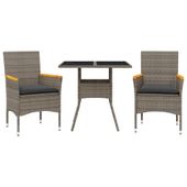 3-cz. zestaw mebli ogrodowych z poduszkami, szary, polirattan