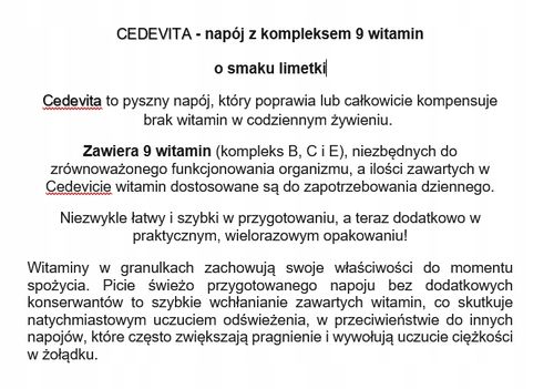 Napój witaminowy Cedevita o smaku limonki. na Arena.pl