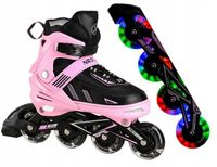 Rolki Regulowane Łyżworolki Rekreacyjne Kółka LED Kauczukowe Dziecięce