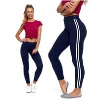 Fit Legginsy Spodnie z Lampasami Getry Sportowe Na Siłownię Paski