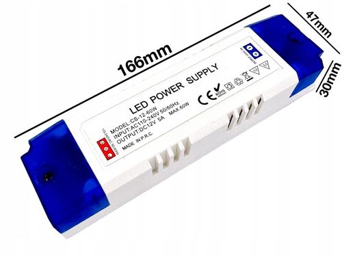ZASILACZ 12V LED MEBLOWY 60W 5A Do Taśmy LED Transformator na Arena.pl