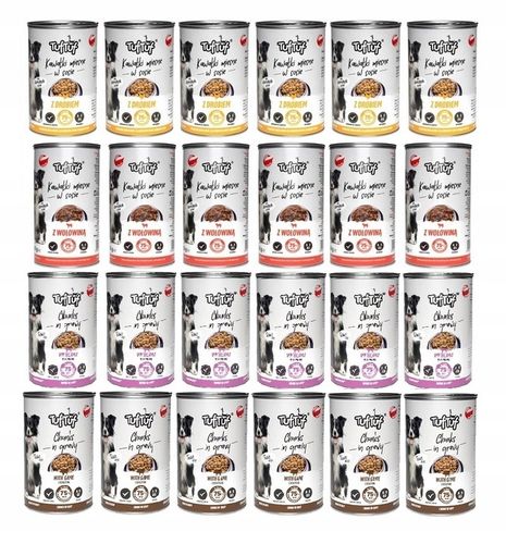 MOKRA KARMA DLA PSA 75% MIĘSA KAWAŁKI W SOSIE TUF TUF MIX 24x415 g. 9,96 kg na Arena.pl