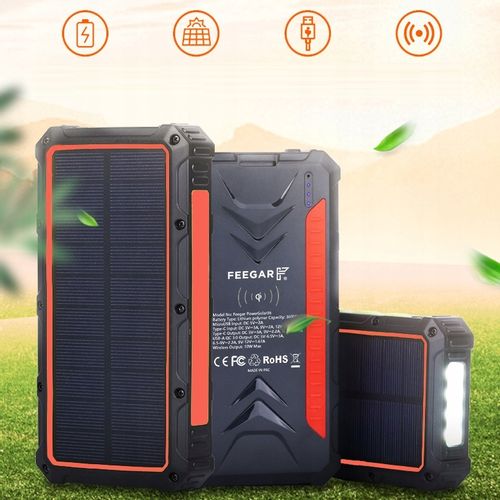Power bank Solarny Feegar 36000mah 20W 4x USB-C QI  IP65 Latarka na Arena.pl