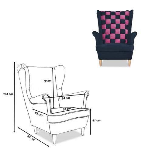 Zestaw uszak CAROL DUO sofa fotele pufy Family Meble granatowo - różowy na Arena.pl