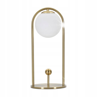 LAMPA STOŁOWA LAMPKA DEKORACYJNA DO SALONU ZŁOTA 47cm BIAŁA KULA