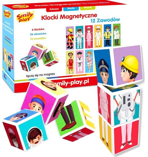 Zabawka dla dzieci SMILY PLAY Klocki Magnetyczne 12 Zawodów SP83465 na Arena.pl