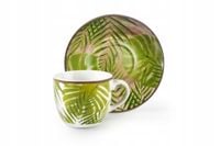 Zestaw 6 filiżanek ze spodkiem, liśćmi paproci, porcelaną, 90 ml