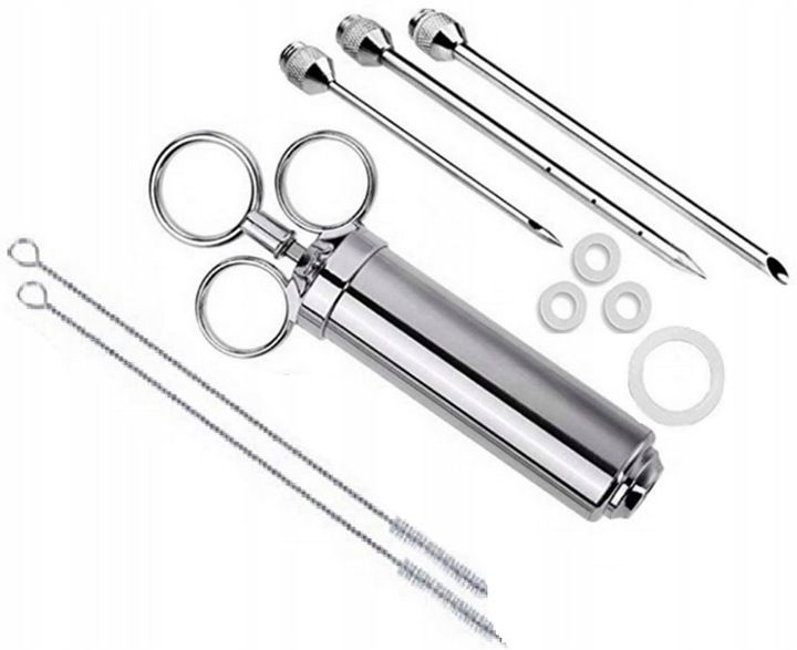 Strzykawka do PEKLOWANIA Natrysku Mięsa MARYNATĄ NASTRZYKIWARKA Stal 3 IGŁY zdjęcie 1