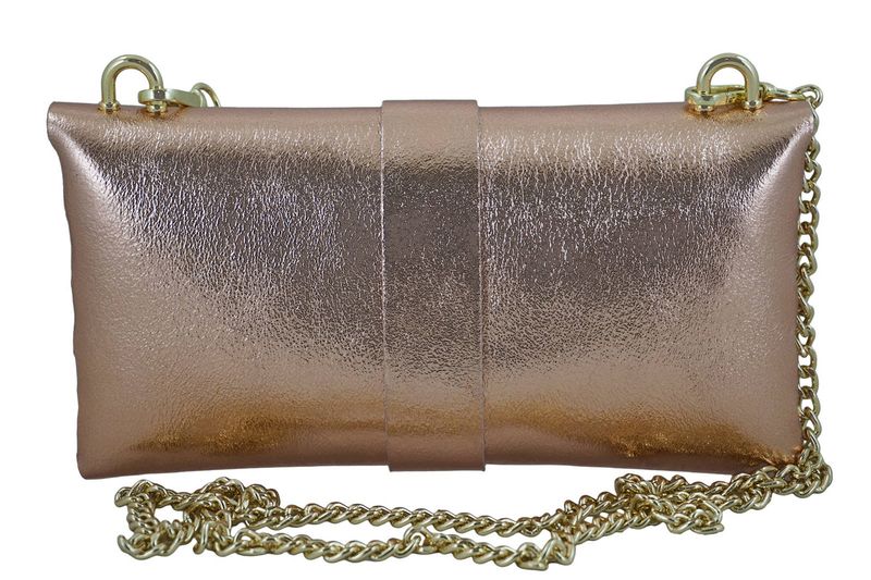 Torebka kopertówka metalizowana - Różowa pudrowa zdjęcie 4
