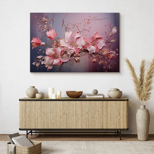 Obraz Ścienny Do Salonu Różowe Kwiaty Abstrakcja Abstrakcja 40cm x 30cm na Arena.pl